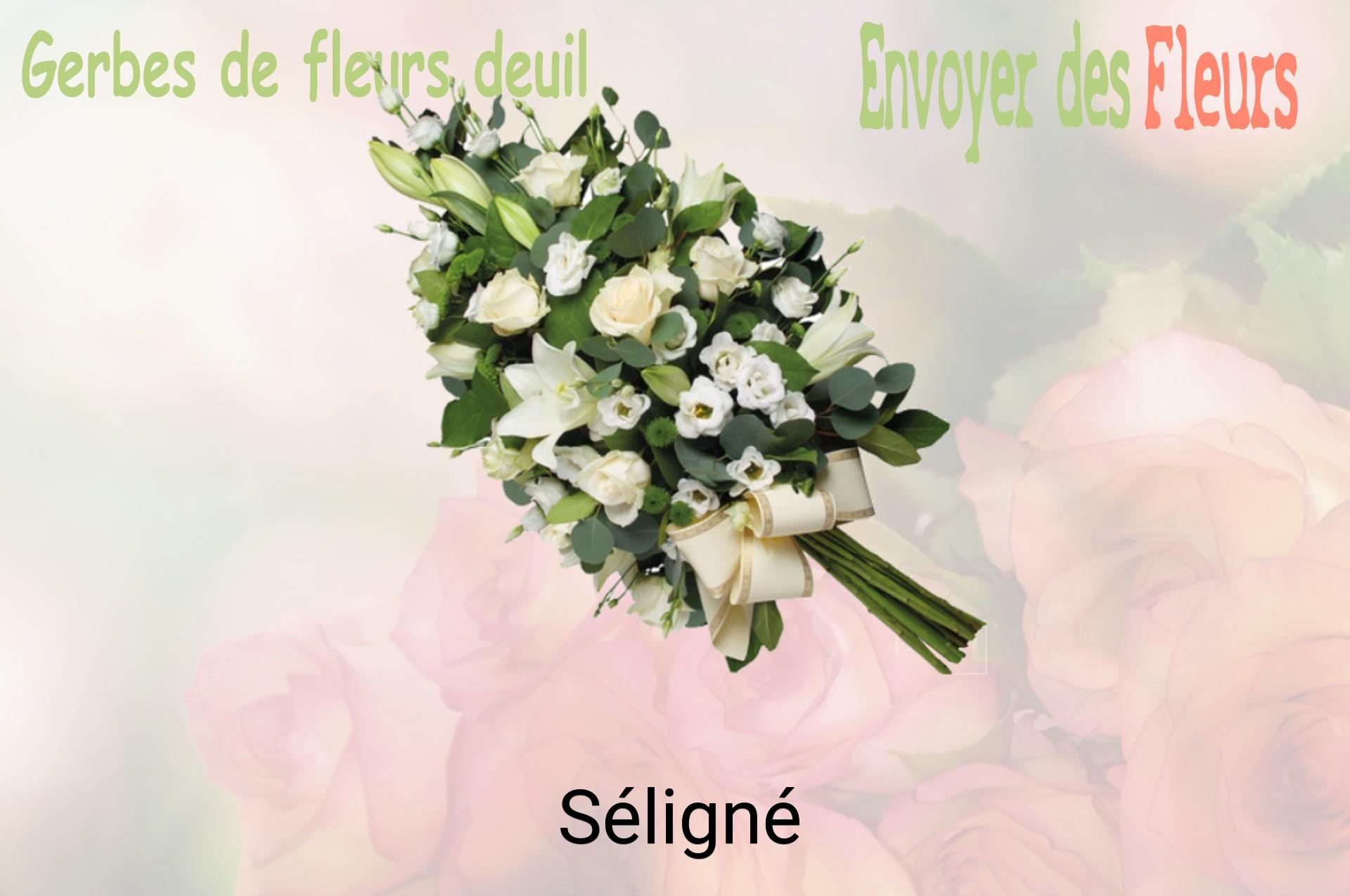 Gerbe de fleurs de deuil livrée à Séligné
